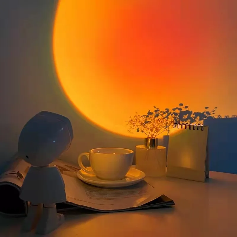 Popular Usb Sunset Projector Robot  Night Light Astronaut Projector Lights Decoration Atmosphere Lamp  Rechargeable Sunset Lamp
