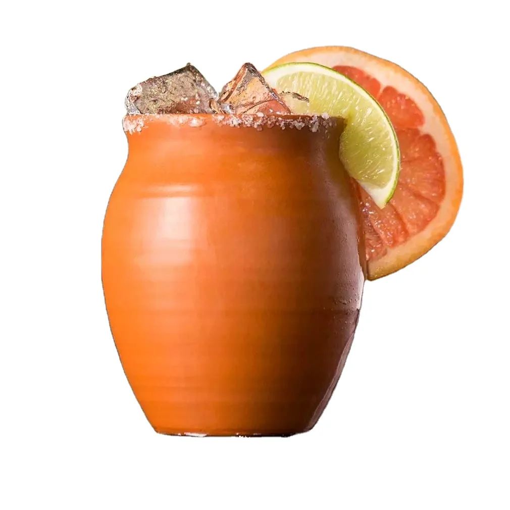 Logo Custom Red Blue Colorful Clay Terra Cotta Mexican Pottery Cantaritos Cocktail Drink Cups for Tequila