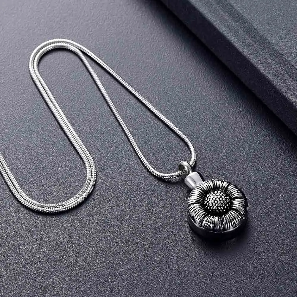 Cremation jewellery to commemorate the dead relatives/pets of aluminum alloy metal urn necklace with filling