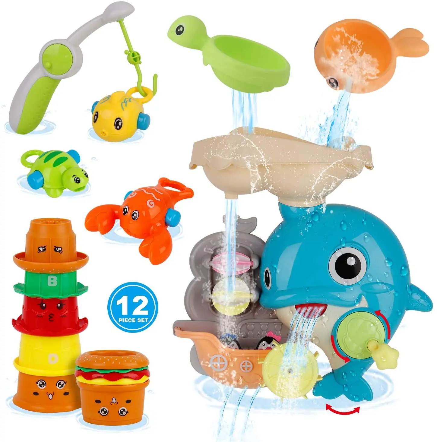 Dwi面白いお風呂のおもちゃセットお風呂のおもちゃイルカの滝ステーション釣りゲームとバーガースタッキングカップ Buy バスのおもちゃ 赤ちゃんのバスのおもちゃ 子供のためのバスのおもちゃ Product On Alibaba Com