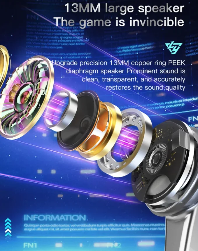Free Sample SP23 BT5.3 Wireless Headphones High Quality Gaming Earphones Sports Earphone HIFI Headsets TWS Earbuds