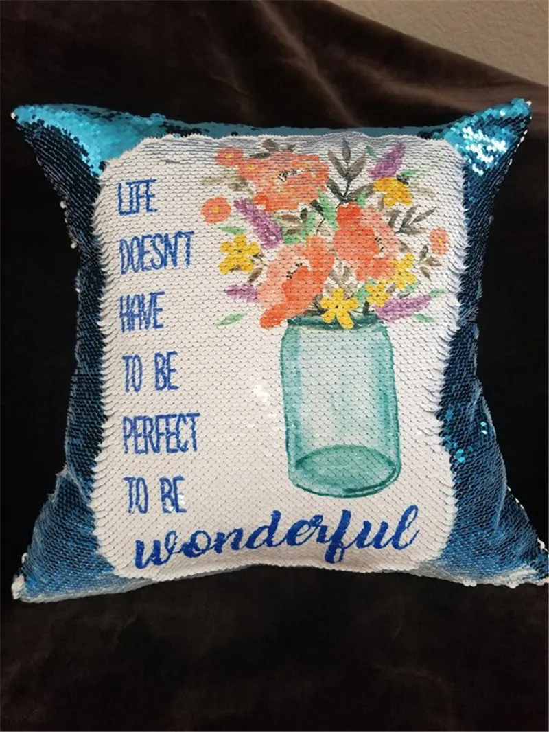 Wholesale 16x16 Inch 40x40cm Sublimation Flip Sequins Pillow Cover Case Decoration Customized