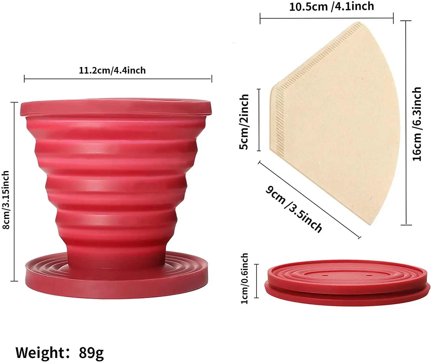 2022 Collapsible Coffee Dripper Easy Red Manual Coffee Brew Maker
