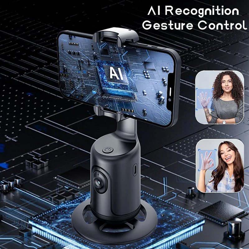 Auto Tracking Phone Holder With Tripod | 360° Face & Object Tracking For Vlogging, Live Streaming, Video Calls