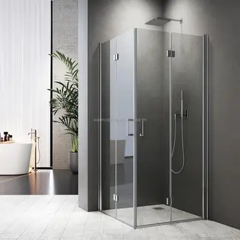 Corner Bathroom Frameless 2 Sided Folding Shower Doors Custom Tempered Glass Shower Cabin walk in Shower Enclosure With Hinge