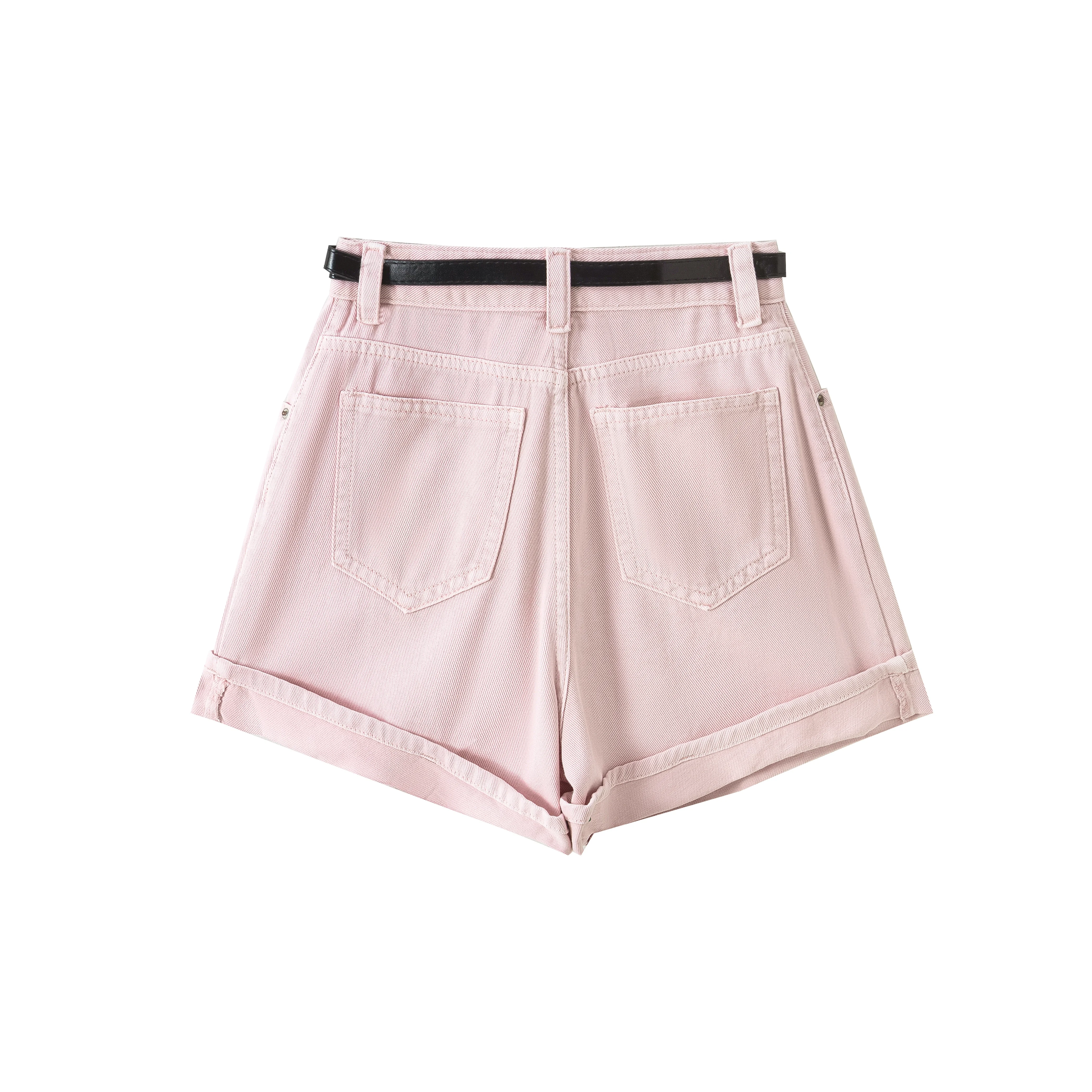 Clothing Manufacturers Color Washed Belt Ladies Custom Denim Pants Denim Shorts Women's Shorts Women Jeans