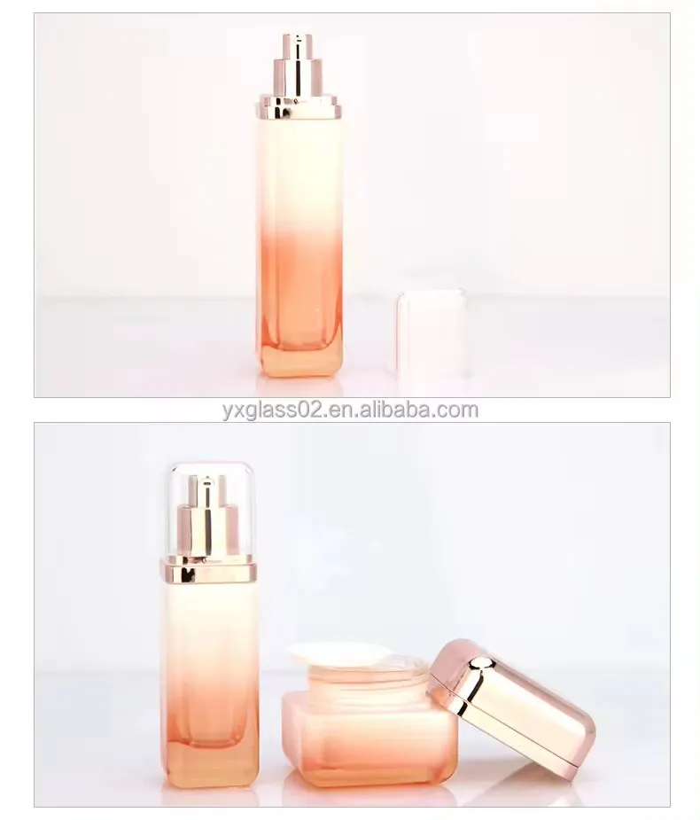 Glass container 50g40ml100ml120ml packaging cosmetic set lotion toner serum pump jar skincareglass packaging supplier