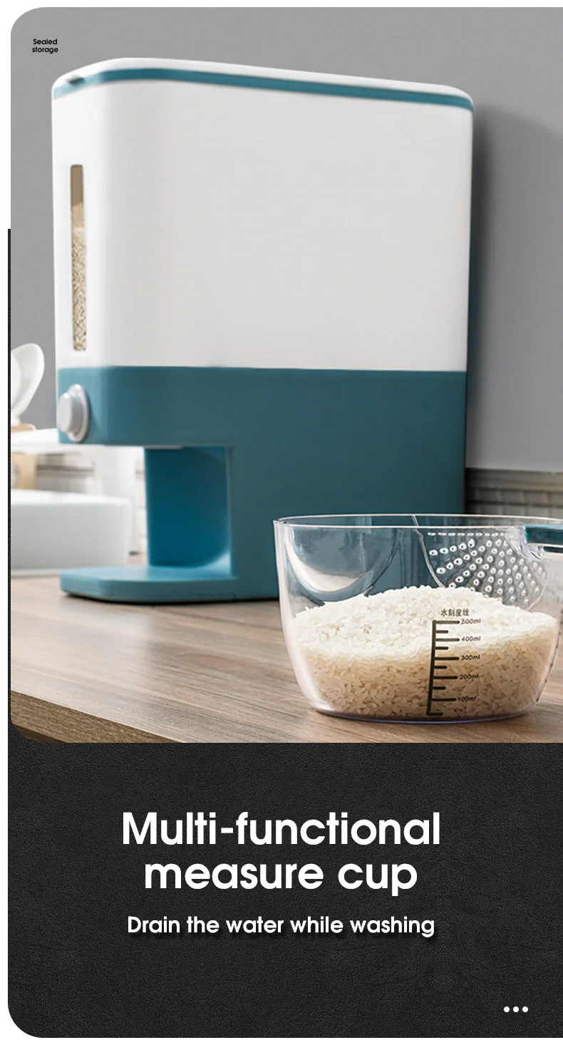 12kg Kitchen Multifunction Food Bean Cereal Portable Supermarket Rice Dispenser Storage Cereals