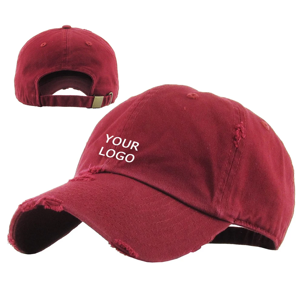 Custom 6 Panel Washed Out Distressed Unstructured Luxury Hats for Men With Custom Logo Dad Hat