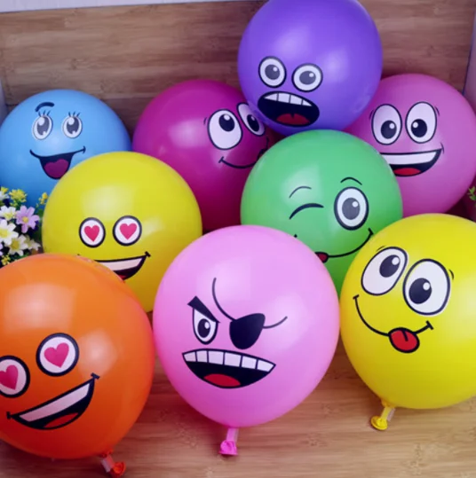 Scene Layout Holiday Decorations Thickened Latex Funny smiley Balloon Emojis Pushing 12-inch Latex Balloons