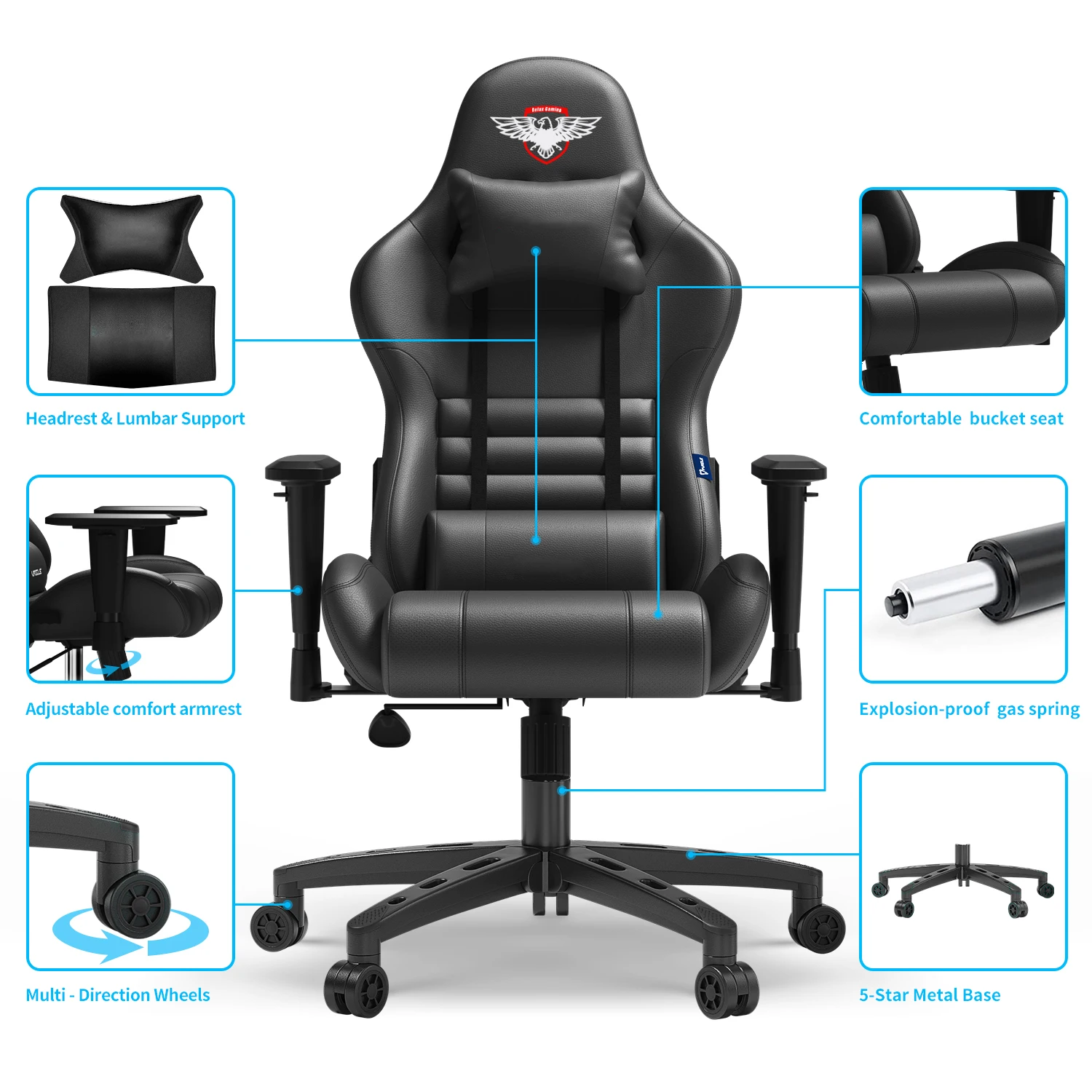 Gaming Chair High Quality Leather Ergonomic Gaming Chair Racing ...