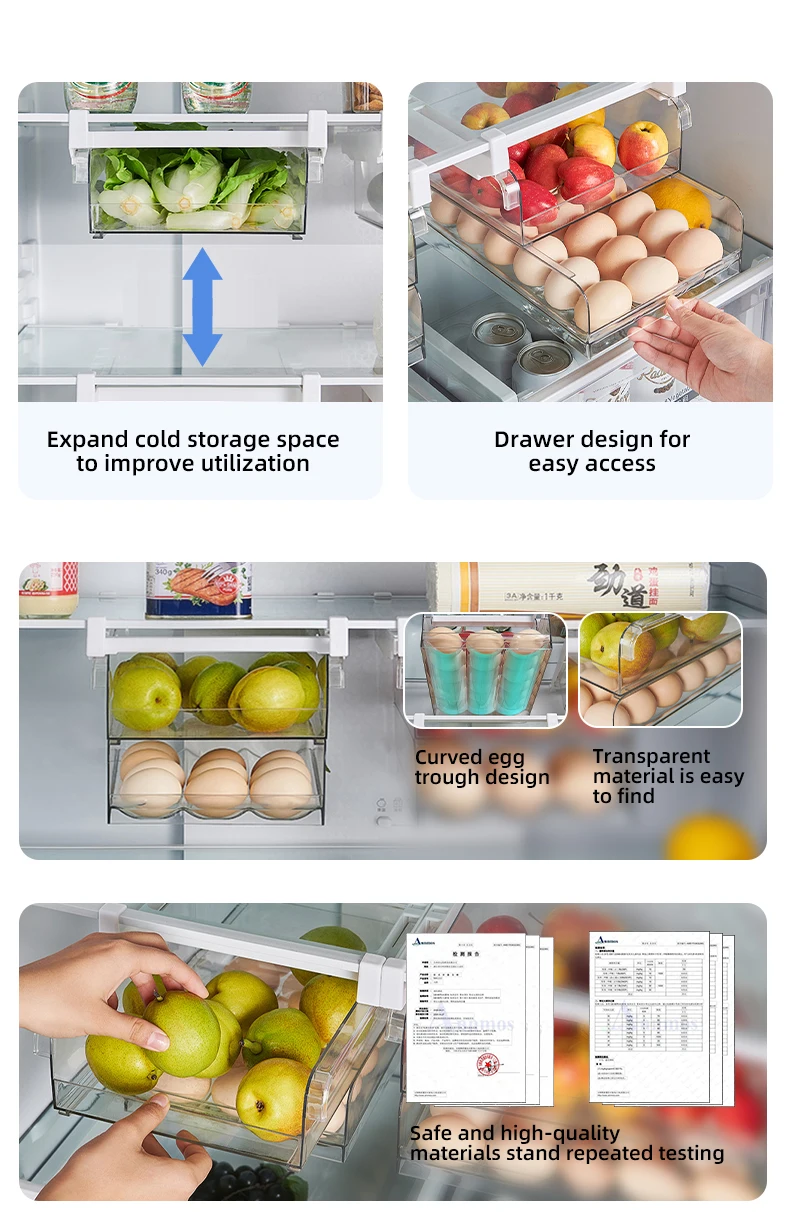 Wannuo  1/2 Layer Hanging Clear Food Storage & Container Plastic Egg Storage Boxes For Refrigerator Storage manufacture