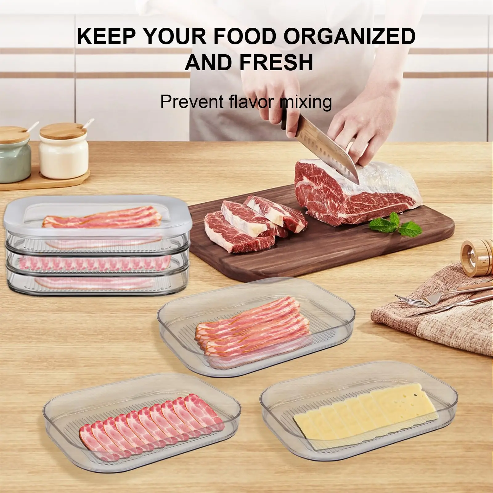 New Trend Stackable Deli Meat Container for Fridge BPA Free Meal Prep Container Food Storage Box With Lid