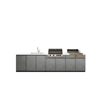 High-Quality Marble Outdoor Kitchen Barbecue Worktop Popular Design Cabinet Courtyard Barbecue Cabinet