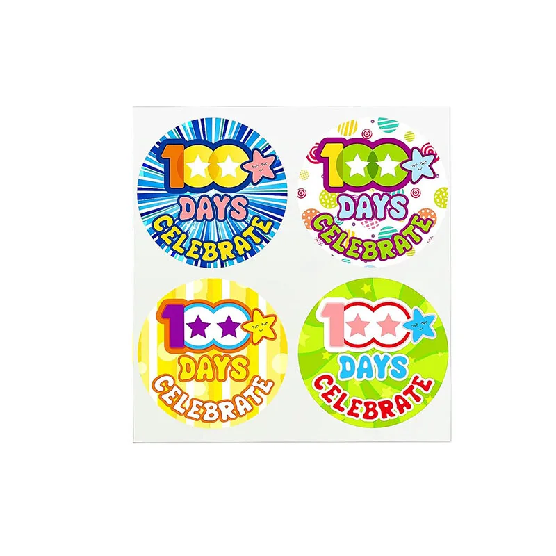 Self Adhesive 100 Days Celebrate Badge Vinyl Stickers Kids Teacher ...