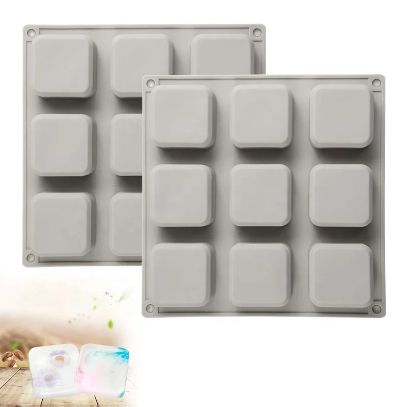 9 Grid Handmade Soap Making Square Moulds Tools DIY Mold Soap Silicone M4C1 