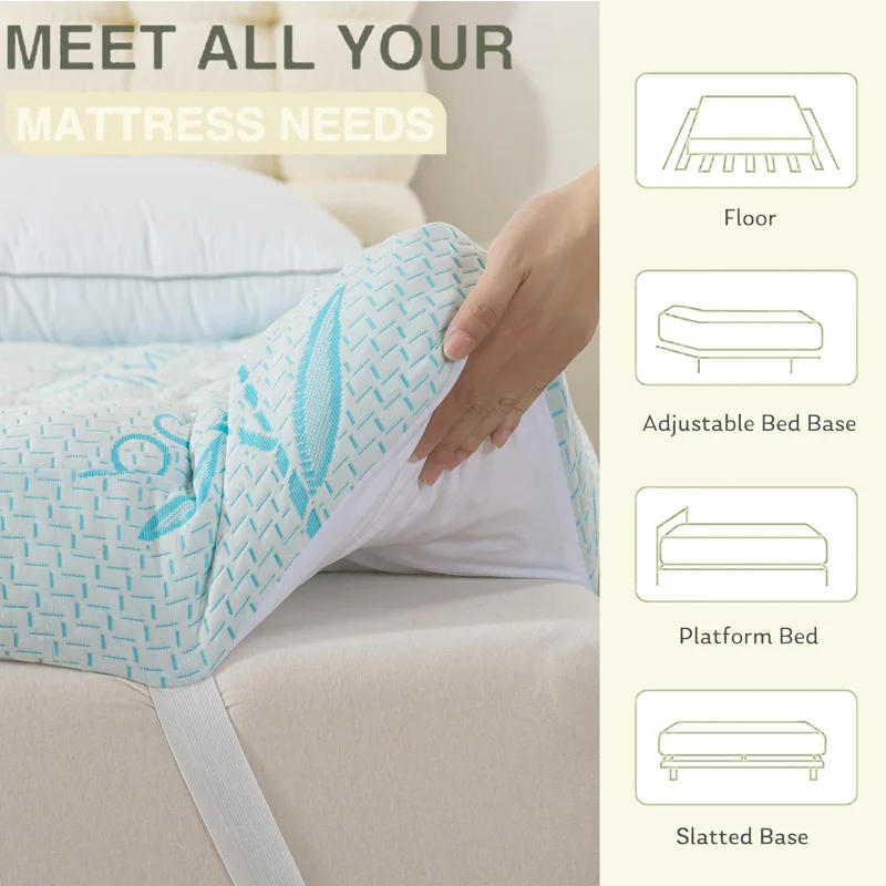 Breathable Portable Mattress Topper Elastic Corner Detail Breathable portable mattress topper corner elastic band