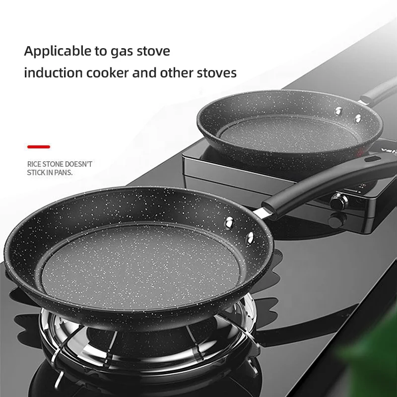 Factory Direct Sale 23CM Thickened Black Iron Cooking FryPan Non Stick Medical Stone Fry Pan With Lid