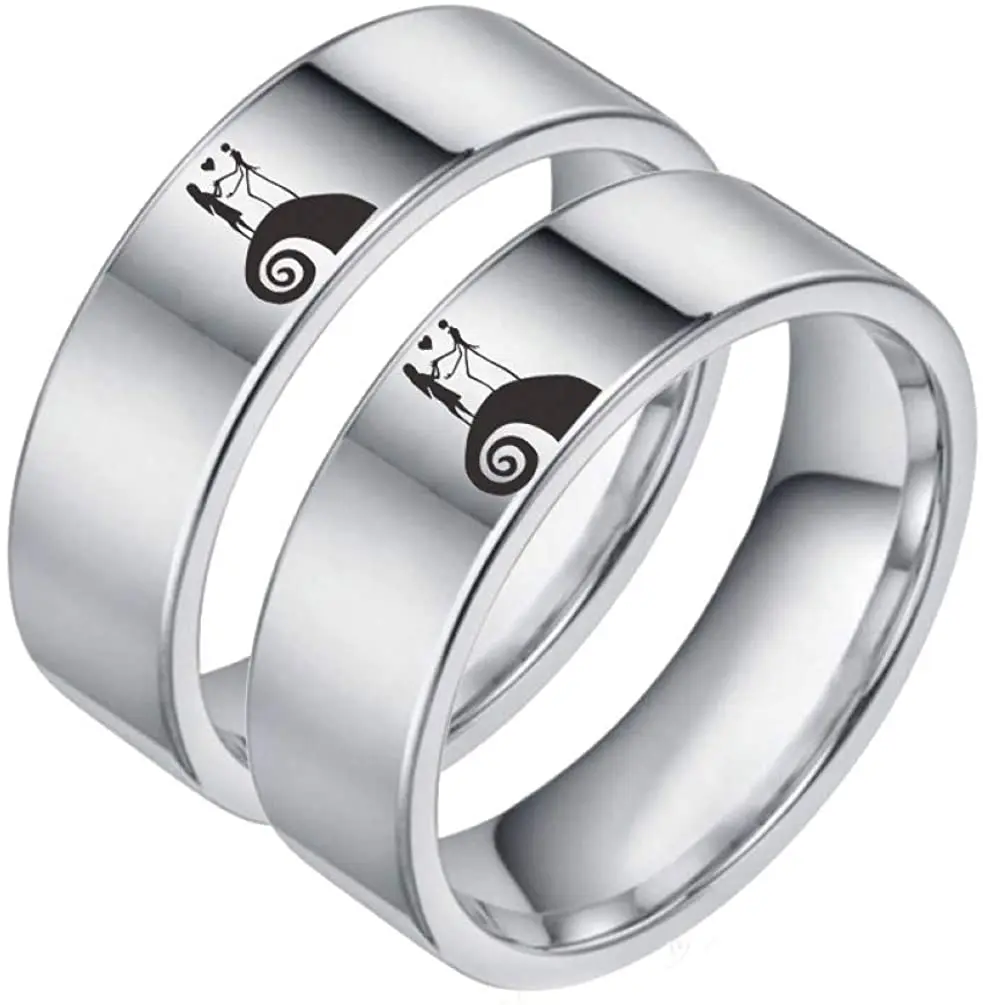 Jack and Sally Moonlit Confession Ring Titanium Steel