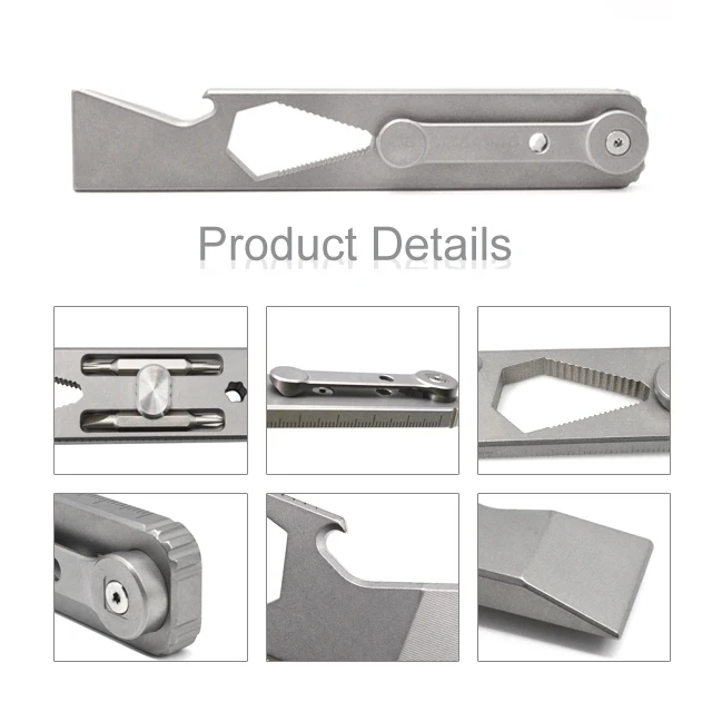 Titanium Pry bar with Wrench Screwdriver Bottle Opener Pocket Tool EDC
