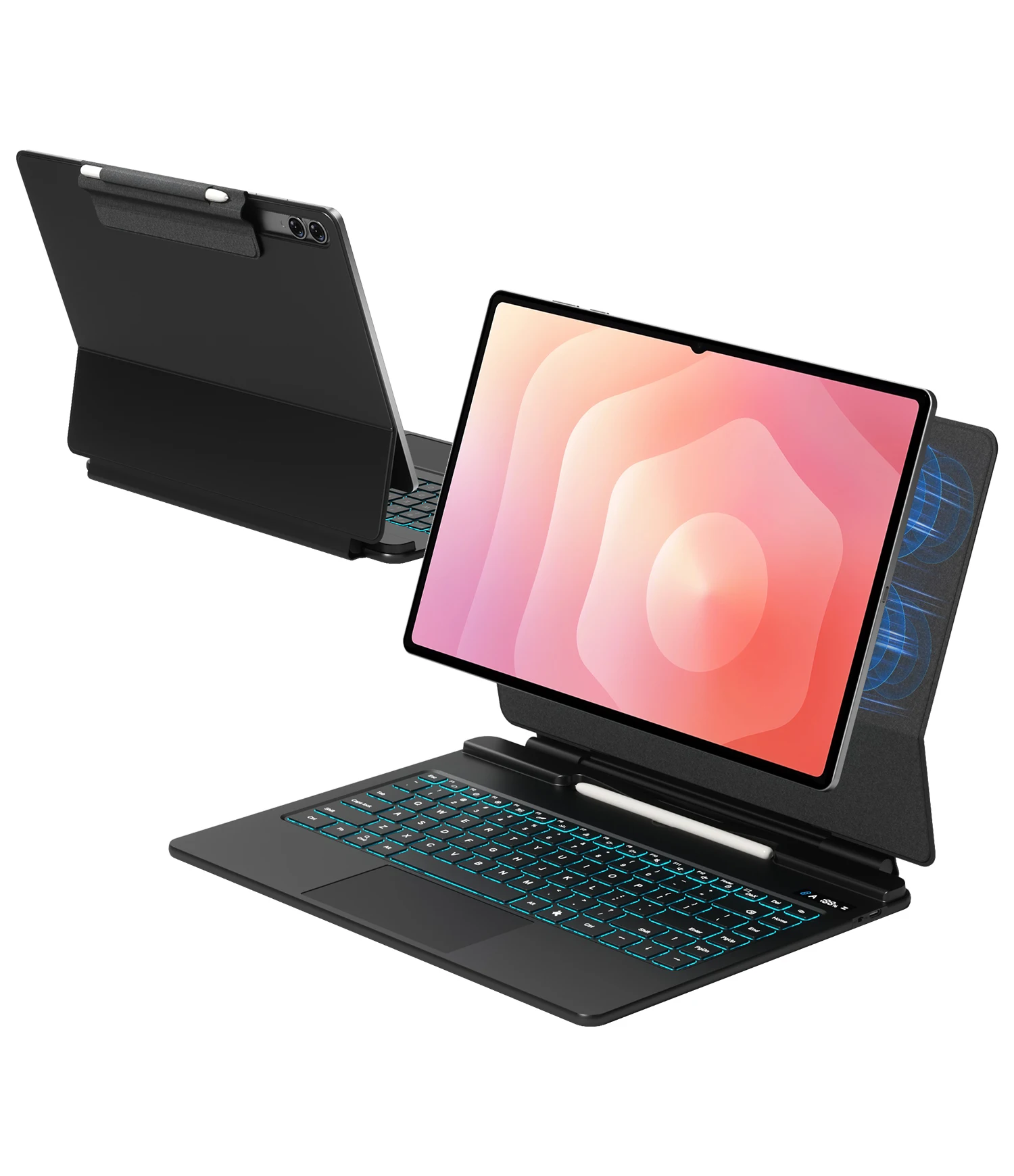 Laudtec Wireless BT Magnetic Keyboard Case for Samsung Tab S8/S9/S10/S11/S12 Ultra 14.6