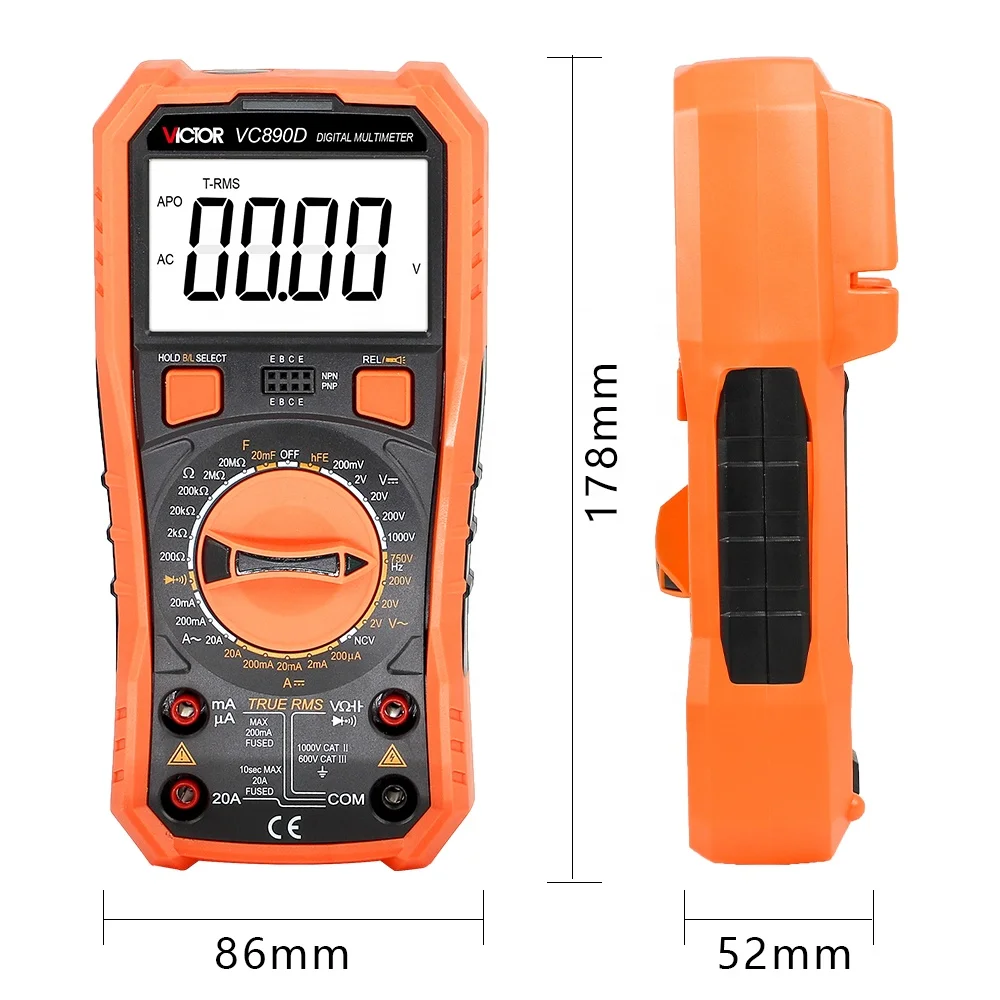 Hot Sale VICTOR Digital Multimeter VC890D 20Amp 2000 Counts Manual RangeDigital Multimeter True RMS Backlight Multimeter Digital