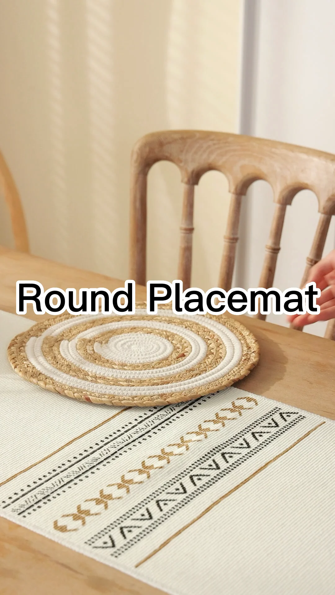 Natural Water Hyacinth Round Woven Placemats Braided Straw Table Mats