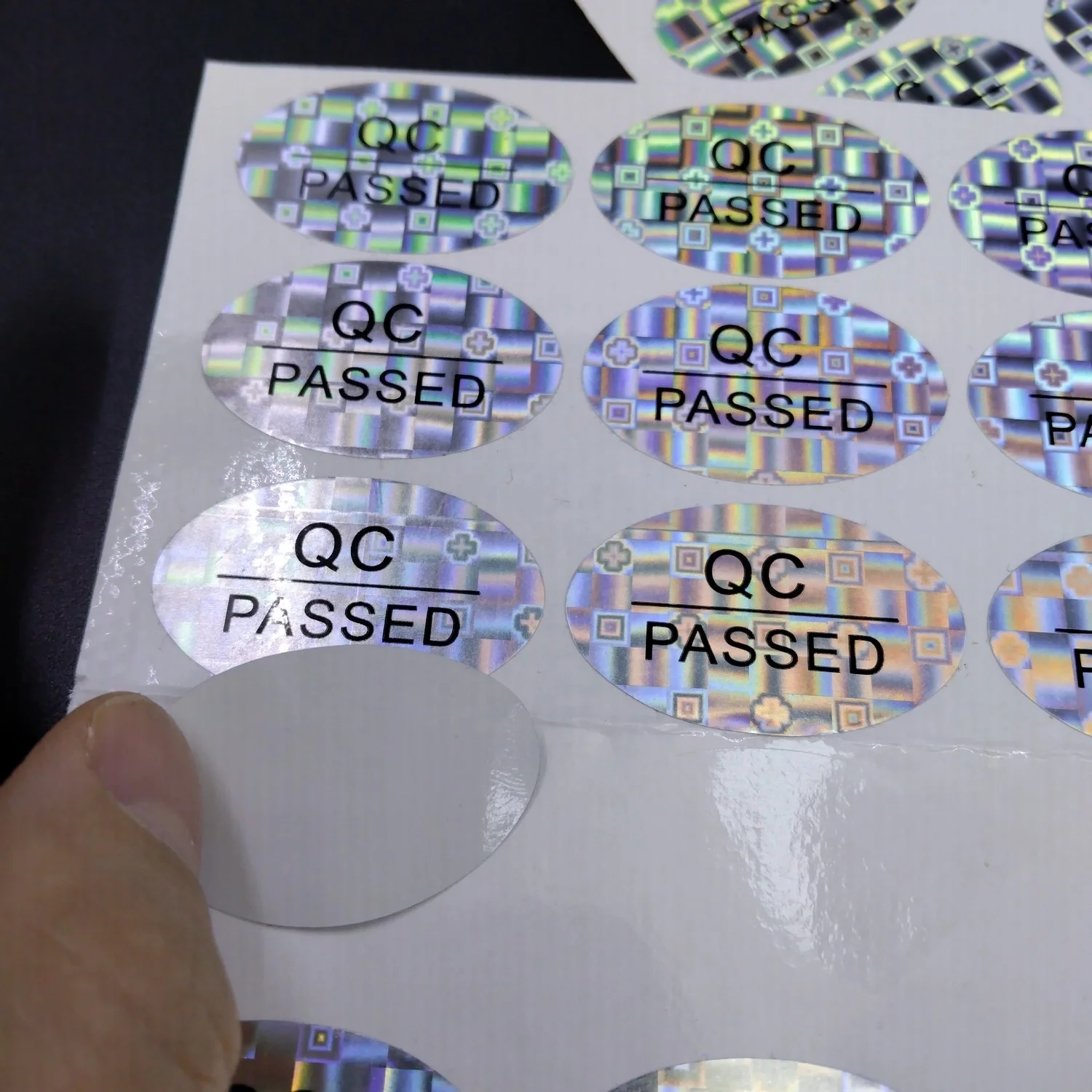 Holographic Waterproof Label Stickers Custom for Warehouse or Transportation Quality Control QC Passed Stickers Packaging Labels