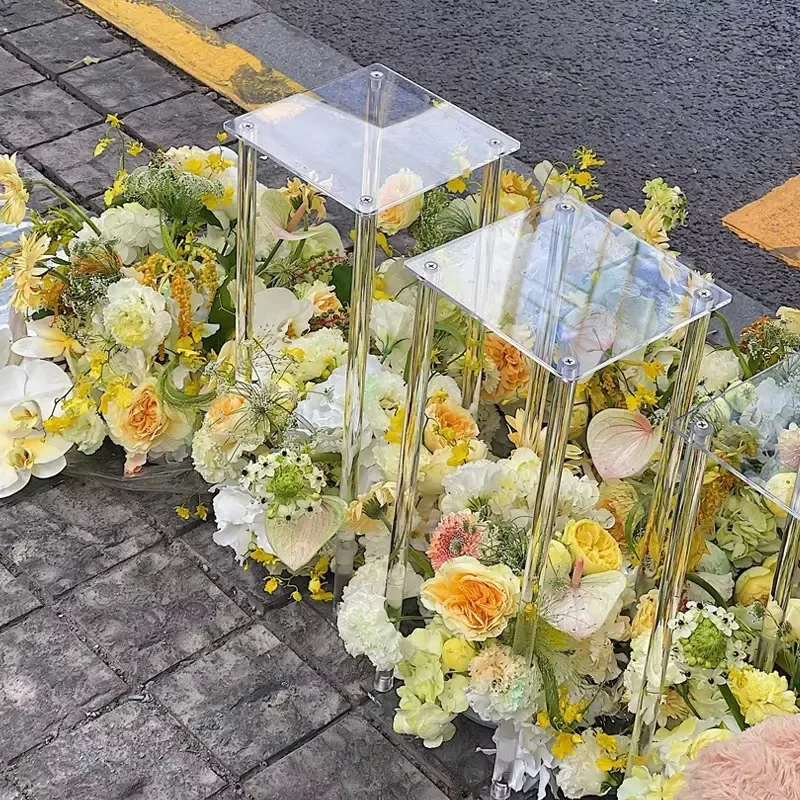 Modern Clear Acrylic Crystal Flower Stands Wedding Centerpiece Decorations High Quality Durable Elegant Plug Powered 30x50cm