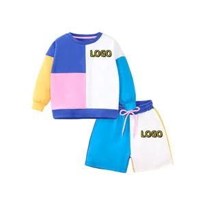 Fashion Summer Long Sleeve Sweatshirt Shorts Casual Cotton Boys Clothing Set