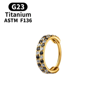 ASTM F136 Titanium 20G Luxury Fashion Earrings Segment Clicker Nose Piercing Ring Zircon Women Daily Suit Accessories Jewelry