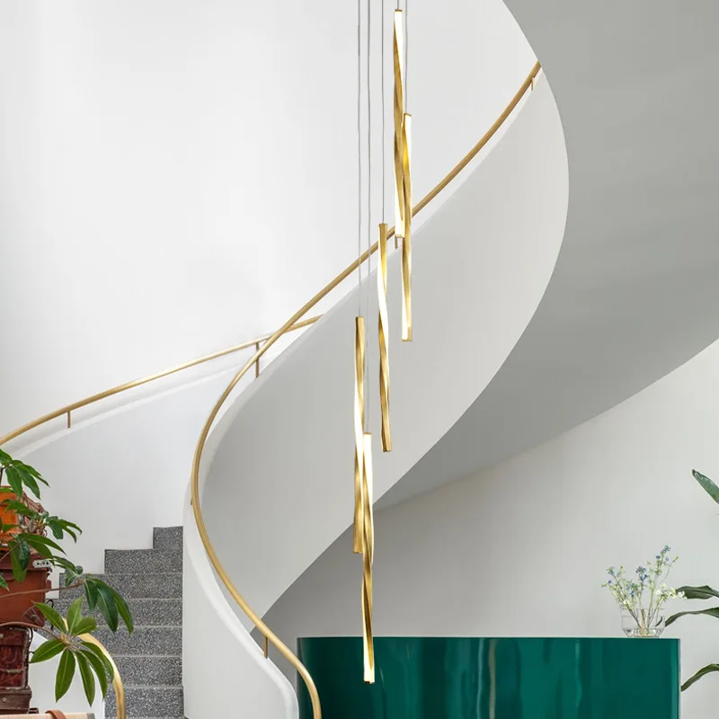 Hot selling Stair lights led chandelier modern creative dining chandelier simple 360 degree led pendant light