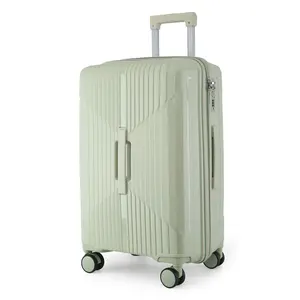 Factory Direct Simple Style Large Capacity PP Hard Shell Luggage Set Polyester Waterproof Zipper Lightweight Lock Drawbar