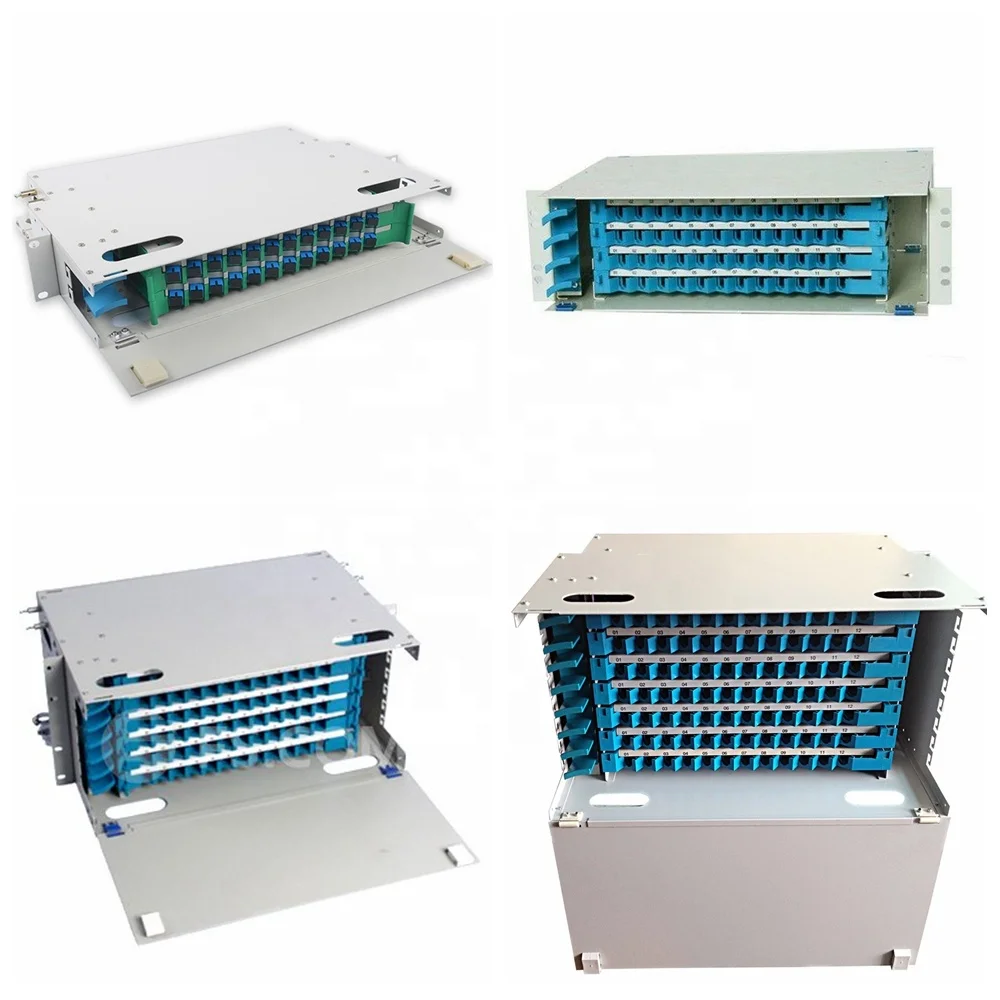 48 Port Fixed Type ODF Fiber Optical Distribution Frame Rack Mounted Patch Panel with Pigtails and Adapters