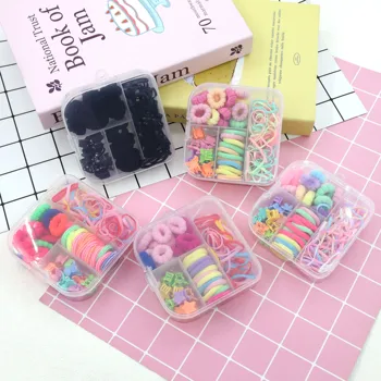 Box Package Cute Candy Color Hairpins Small Elastic Hair Rubber Bands Lovely Hair Ties Set Hair Accessories