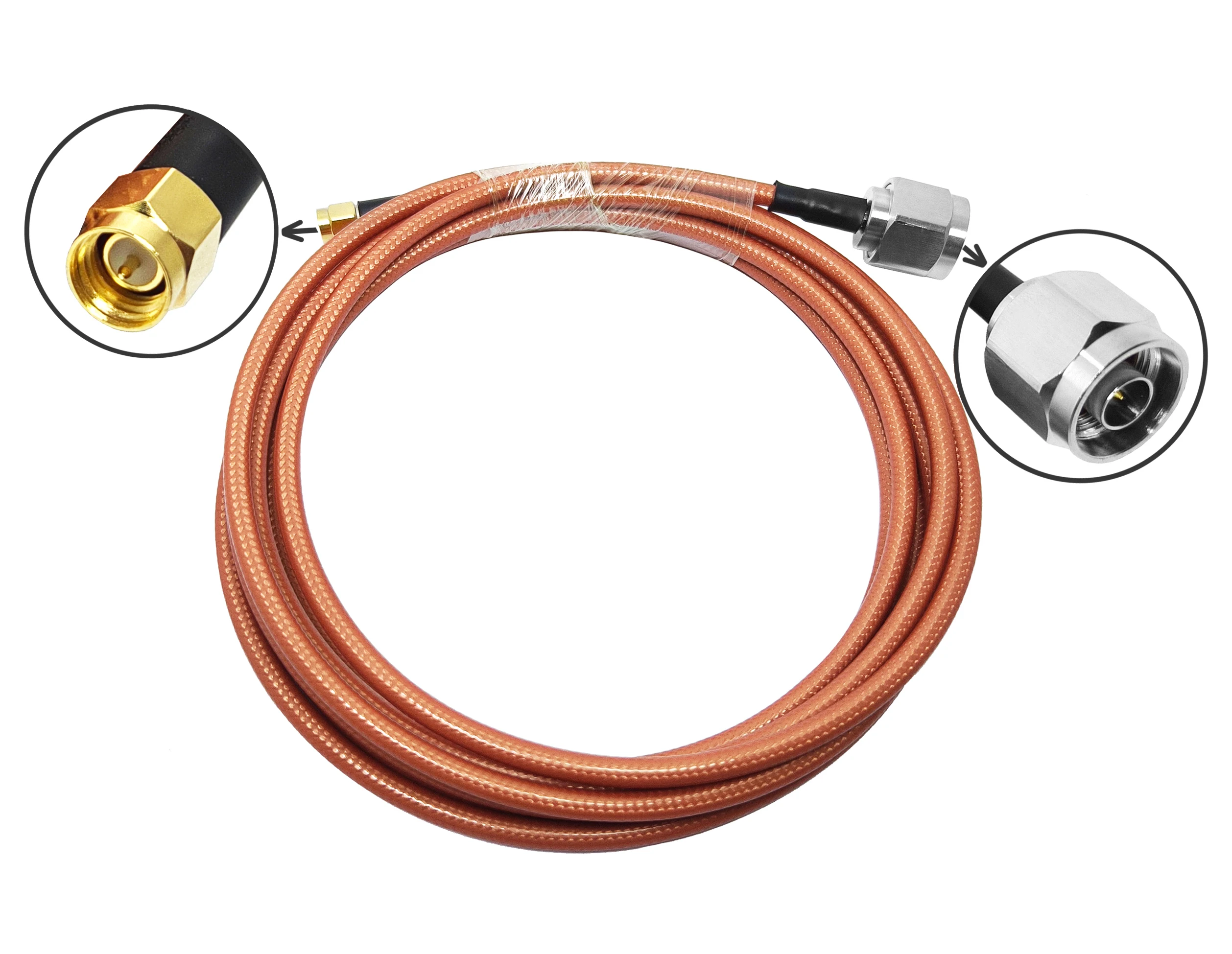 RF Extension Cable SMA/TNC/BNC/UHF Male Plug to N Male Plug Low Loss for RG142 RG400 Coax Semiflex 2CM Flexible Cable