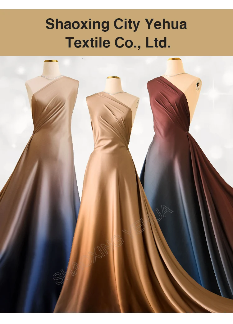 Wholesale Shaoxing Factory Digital Printing Cheap Price 100% Polyester Brown Color Armany Silk Satin Fabric