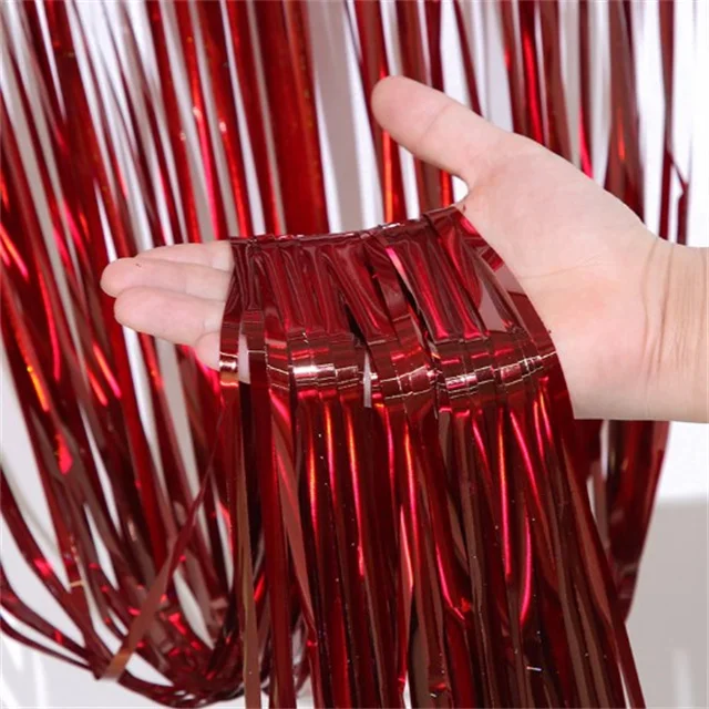 1*2m Tinsel Shimmer Foil Door Curtain Backdrop Curtain For Wedding Event Party Colorful Laser