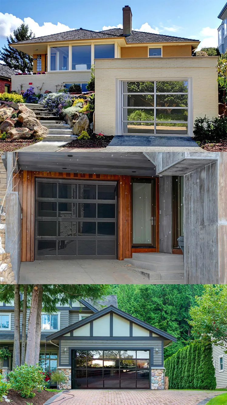 Wholesale Insulated 8x7 10 X 10 12x7 Black Glass Garage Door