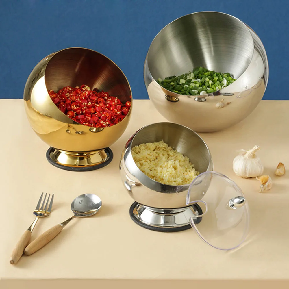 OKUMEYR 1set Ciotole Acciaio Inox Per Spezie E Condimenti Con Coperchio Per Buffet E Insalate Di Frutta Elegante E Pratico Per La Cucina - 2