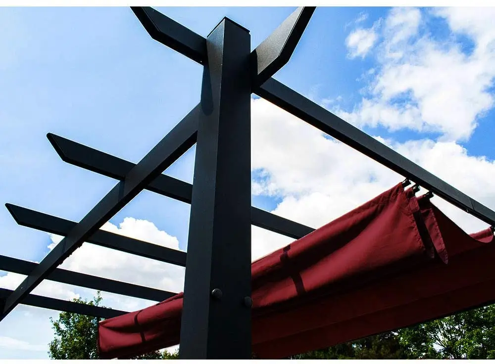 9 X 9 Feet Grape Trellis Aluminum and Steel Frame Louvered Roof Pergola Outdoor Canopy Pool Garden Patio Gazebo