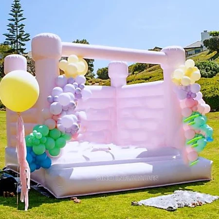 10'x10' Macaron colors inflatable bounce house flat top small castle for wedding made of Best 0.55mm pvc tarpaulin