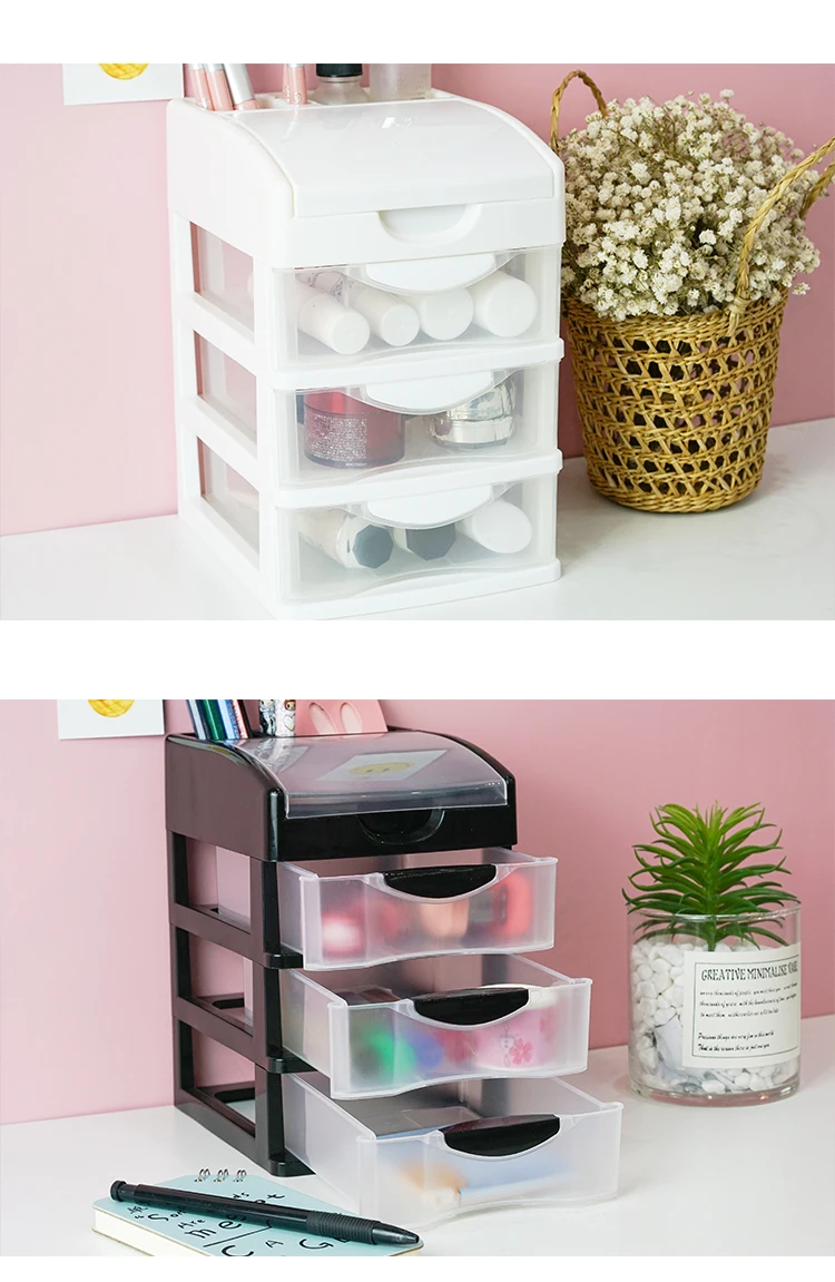 ITEM NO.5203BZ Wholesale 2/3/4 Layers Desktop Drawer Organizer Plastic Jewelry Makeup Stationery Cosmetics Organizer Storage Box factory