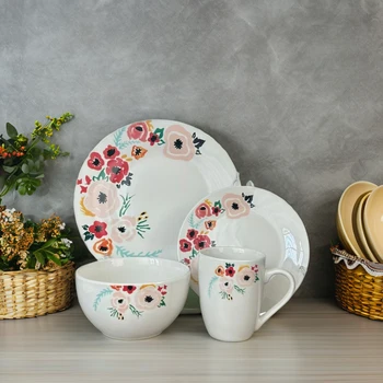 16pcs Creative Flower Design Porcelain Dinner Set High Quality Home Dining Tea Wedding Usage Wholesale Price Food Usage