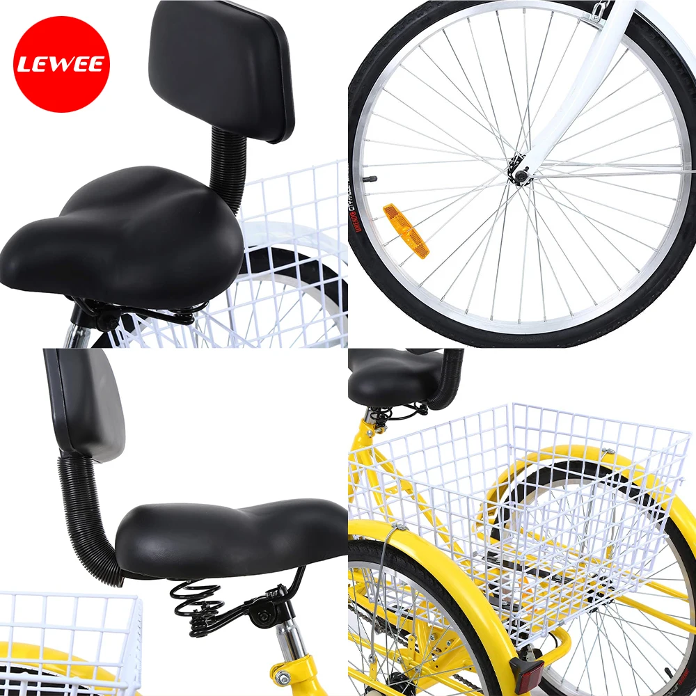 Iglobalbuy Triciclo Adulto Velocidades, 24 Pulgadas Adulto