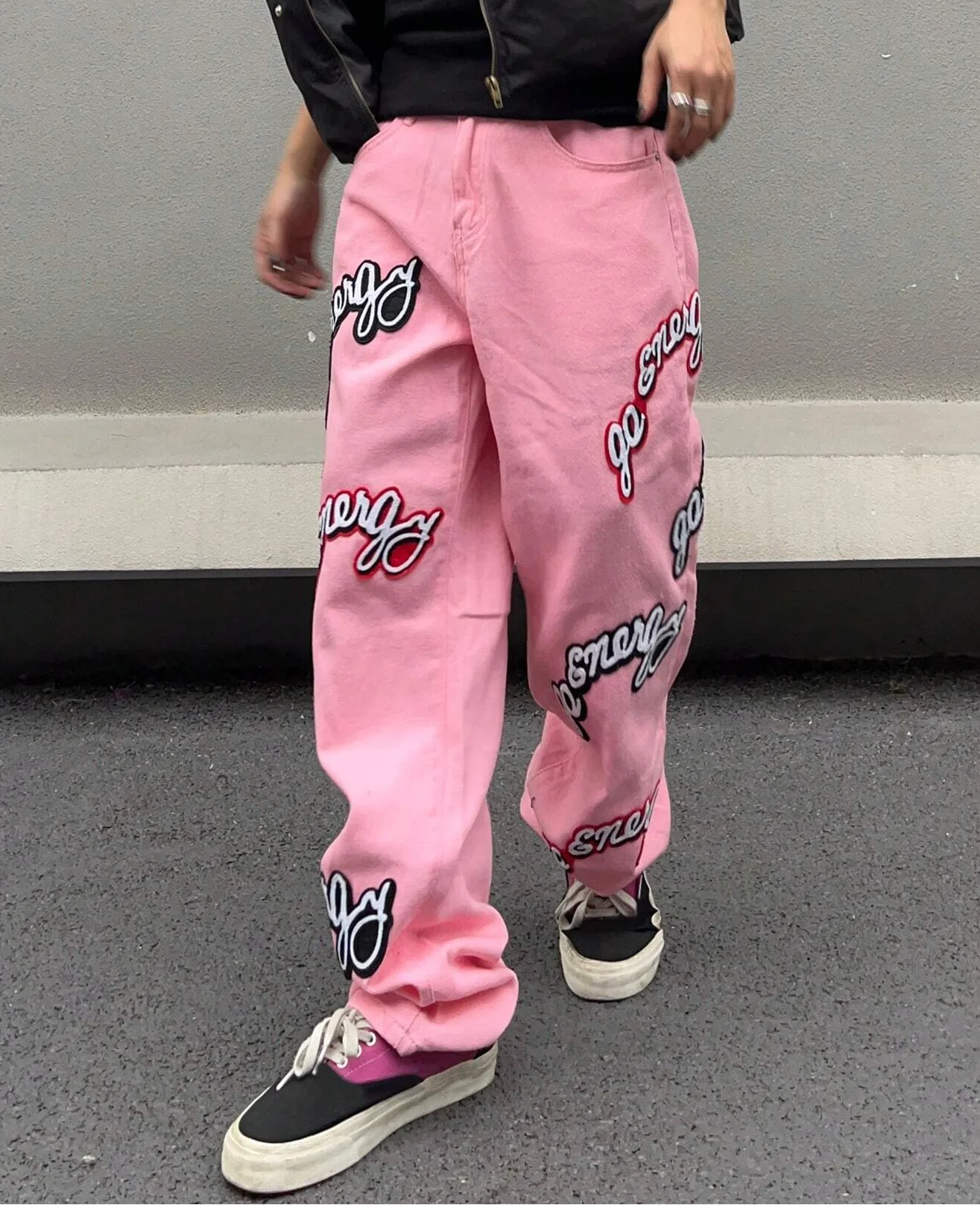 Streetwear Manufacturer Y2K Baggy Washed Denim Letter Patch Wide Leg Jeans Pants Men_voghion.com