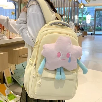 Children large capacity travel backpacks school bag girl boy book bags College high teenager student pink star schoolbag