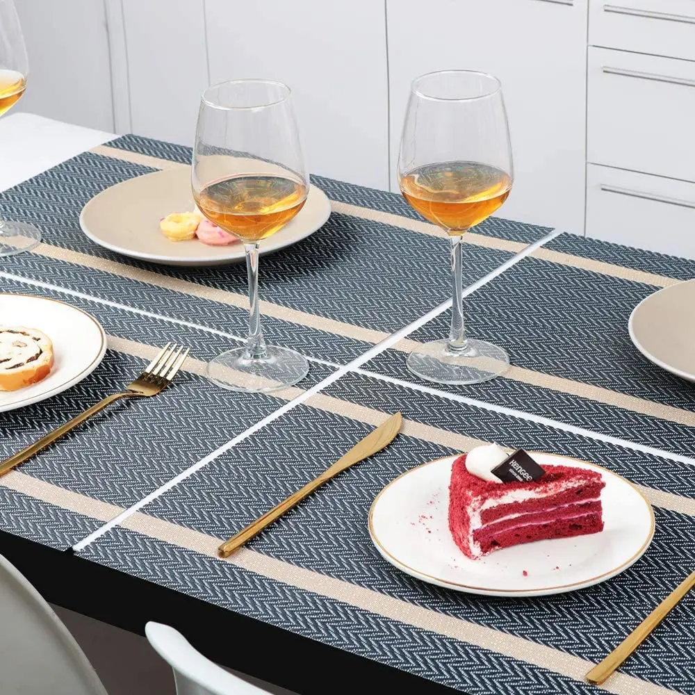 Table Washable Heat Resistant Nonslip Vinyl Woven Kitchen Placemats