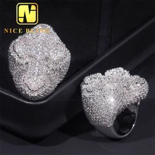 Factory Custom CZ Ring Pass Diamond Tester Hip Hop Brass CZ Ring Fashion Jewelry For Men