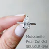 CLR-396 Moissanite taille poire 2ct